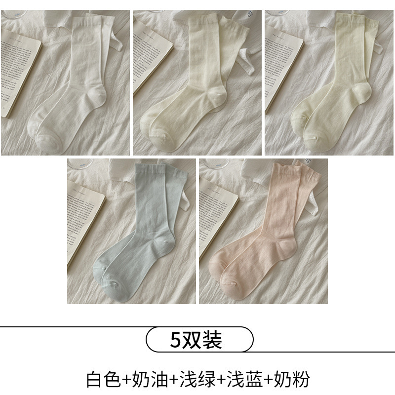夏用女性用ソックス、極薄マルベリーシルクソックス、涼しく通気性のあるバレエスタイルの無地ボンレスミッドチューブソックス|undefined