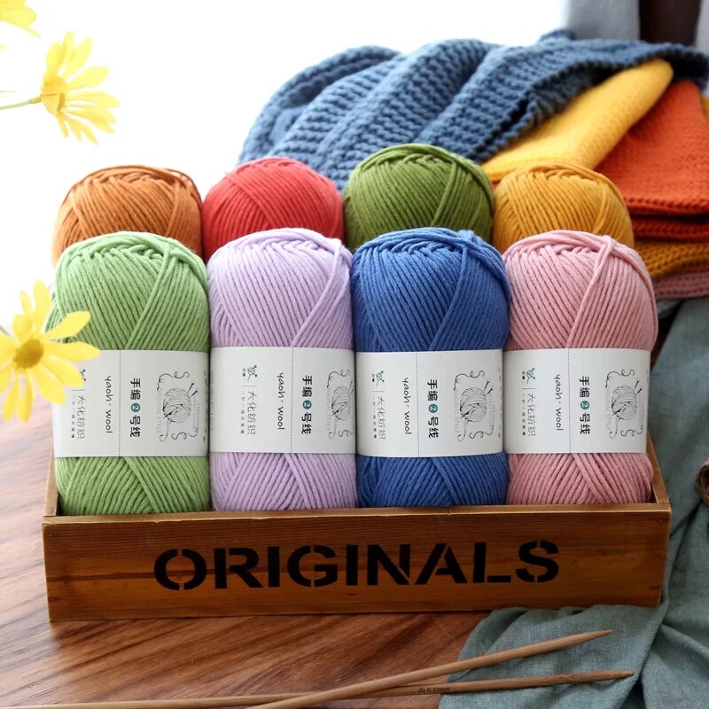 Doll hand-knitted No. 2 handmade wool woven scarf HAT medium thick coat stick needle DIY6 strand wool wholesale