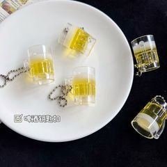 Simulated beer keychain pendant, cute boy pendant, girl school bag accessories, funny gift best friend pendant