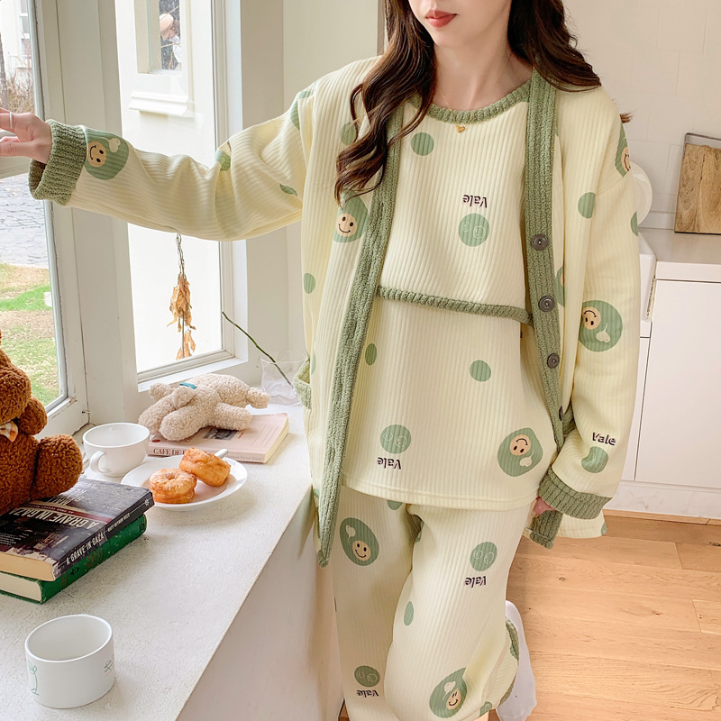 Winter Air cotton confinement clothing autumn and winter postpartum three-piece nursing maternity pajamas women's spring and autumn nursing home wear