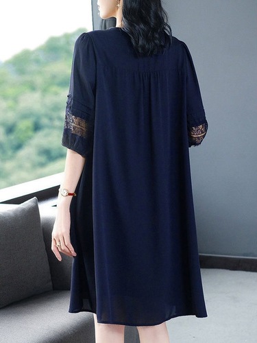 Black Skirted Women's Fat Loose Plus Size Women's Summer 2025 Mother Summer Medium Length Dress
