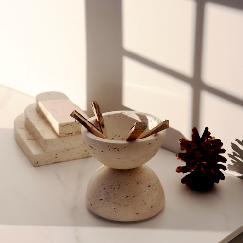 Cross-border Wabi-Sabi Style Natural Marble Incense Burner Creative Home Living Room TV Stand Desk Soft Decorative Accents Ornament