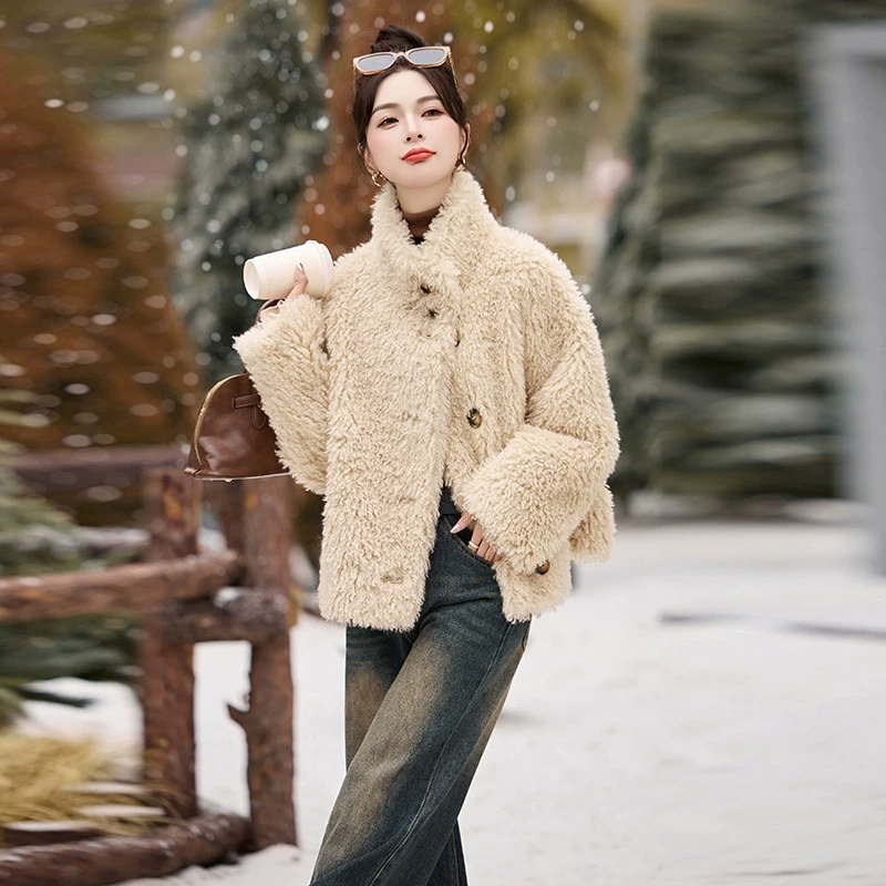 Пальто из овечьей шерсти 2024 меха в одном зимнем утолщении воротник темпераментный плюшевый топ Mairard пальто меха