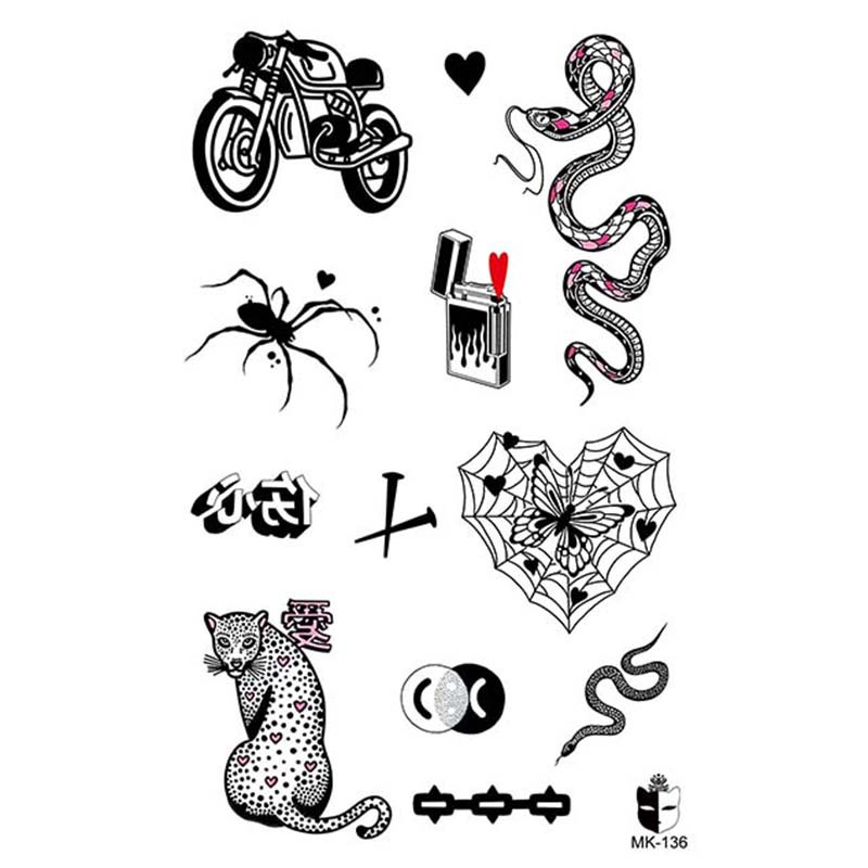 Animal blanco y negro desechable pegatinas de tatuaje belleza pegatinas de tatuaje moda estética patrón de personalidad dama pegatinas de tatuaje