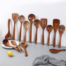 相思木铲勺长柄耐高温木铲家用烹饪锅铲汤勺实木沙拉勺沙拉叉套装