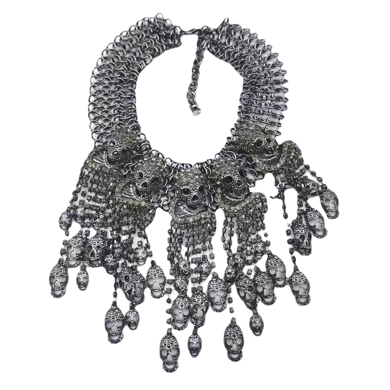 Collier à la mode et luxueux avec pendentif en forme de crâne et de diamants pour Halloween, cadeau d'Halloween_voghion.com