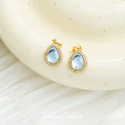Beaded Bracelet Necklace Earrings | Zərgərlik ara hissələri - aquamarine-gold-plated-drop-shaped-one9641843mm