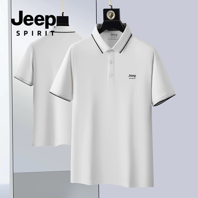 Летняя рубашка-поло JEEP SPIRIT, тонкая мужская одежда, новинка 2025 года, свободная повседневная футболка с лацканами, мужская футболка с короткими рукавами