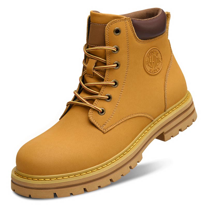 Autumn/Winter Large Wharf Layered Cowhide Couple's Yellow Yellow High-Top Thick Sole Motorcycles Boots British Martin Boots Work Snow Boots