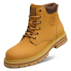 Autumn/Winter Large Wharf Layered Cowhide Couple's Yellow Yellow High-Top Thick Sole Motorcycles Boots British Martin Boots Work Snow Boots