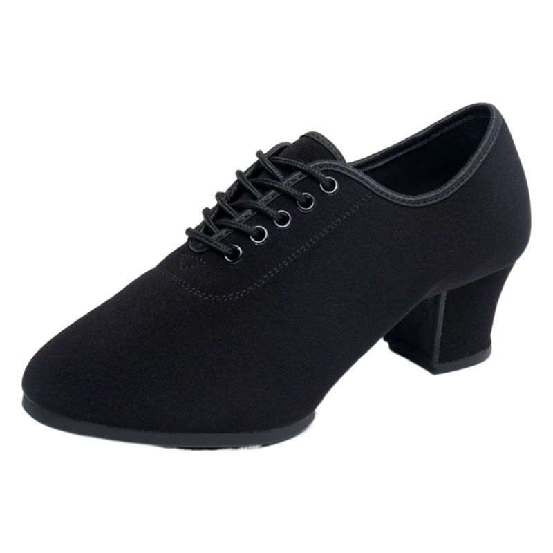 Zapatos de profesor de tacón alto de las mujeres zapatos de baile latino de tela Oxford zapatos de baile de fondo suave profesional zapatos de baile cuadrados de baile de jazz