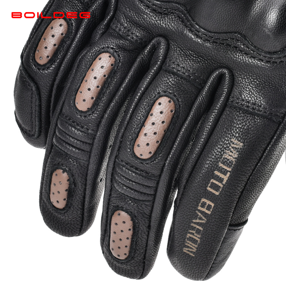 Motorcycle Gloves Cowhide Leather Protective Riding Equipment_voghion.com