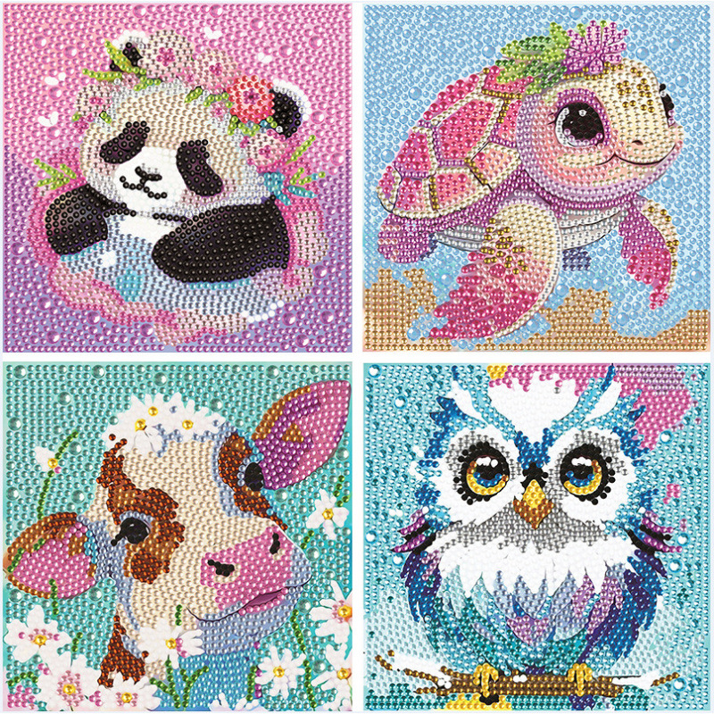Transfronterizo Amazon nuevo dibujo de diamante infantil diy niña juguetes hechos a mano animal diamante dibujos animados pegatinas