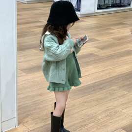 清仓不退不换【理性下单】女童针织开衫+碎花翻领衬衫+毛线短裤