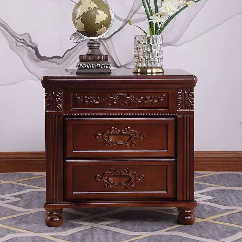 Chinese Carved Bedside Table Bedroom Home Bedside Storage Cabinet Installation-Free Drawer Lockable Drawer Storage Cabinet
