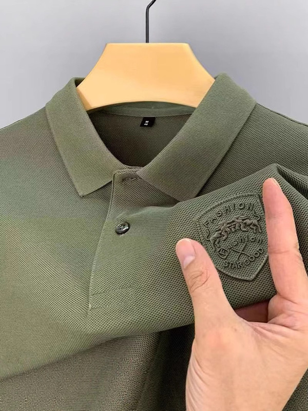 軽くて高級な高級刺繍ポロシャツメンズビジネスラペル半袖Tシャツトップ2025夏トレンドのクロスボーダー限定|undefined