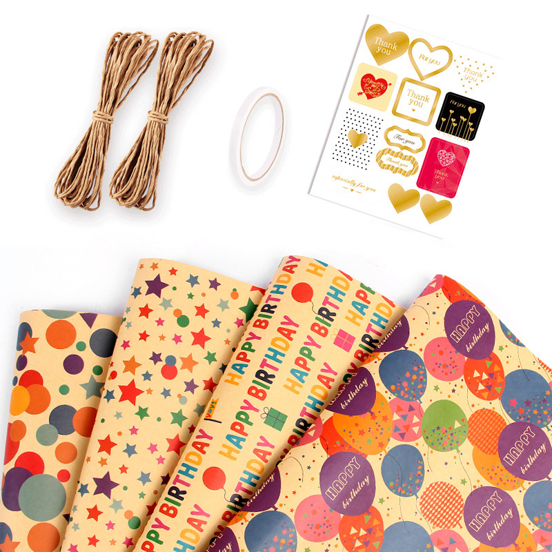 Juego de 4 hojas de papel 2 paquetes de cuerda de papel kraft 1 rollo de cinta adhesiva 1 hoja; 50X70CM