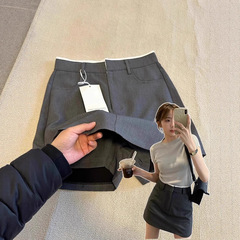 女性用グレースーツスカート、夏用大きいサイズ、太mm、ハイウエスト、ヒップカバー、着痩せ、Aラインパンツスカート、洋ナシ体型ショートスカート