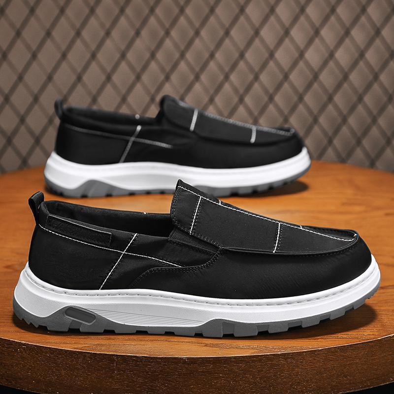 Zapatos de hombre, zapatos de tela de seda de hielo finos de verano, zapatos deportivos y casuales de uso exterior ligero, un pedal, zapatos de conducción perezosos, hombres