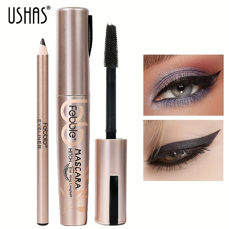 USHAS punto transfronterizo venta caliente máscara impermeable lápiz de cejas no es fácil de desvanecerse negro delgado largo y duradero