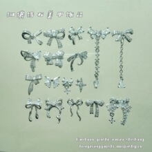 lz同款镶嵌铜镶锆石美甲饰品高品鸢尾蝴蝶结穿戴甲装饰美甲钻