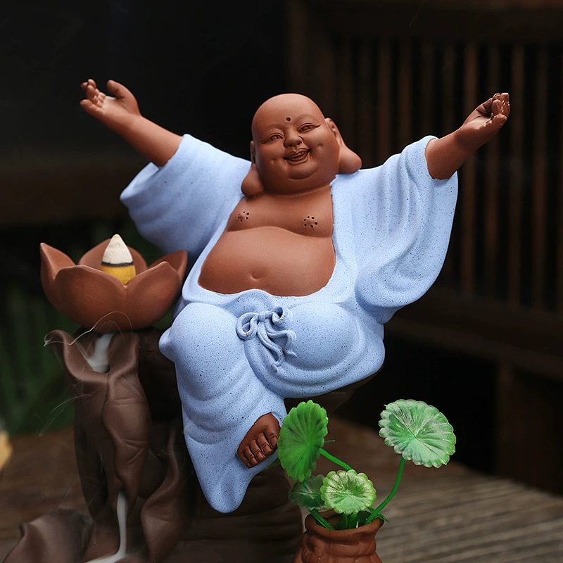 Фиолетовый песок счастливый Майтрейя Будда украшение обратный поток курильница чайная церемония благовония набор Будды внутренний кабинет вход украшение дома