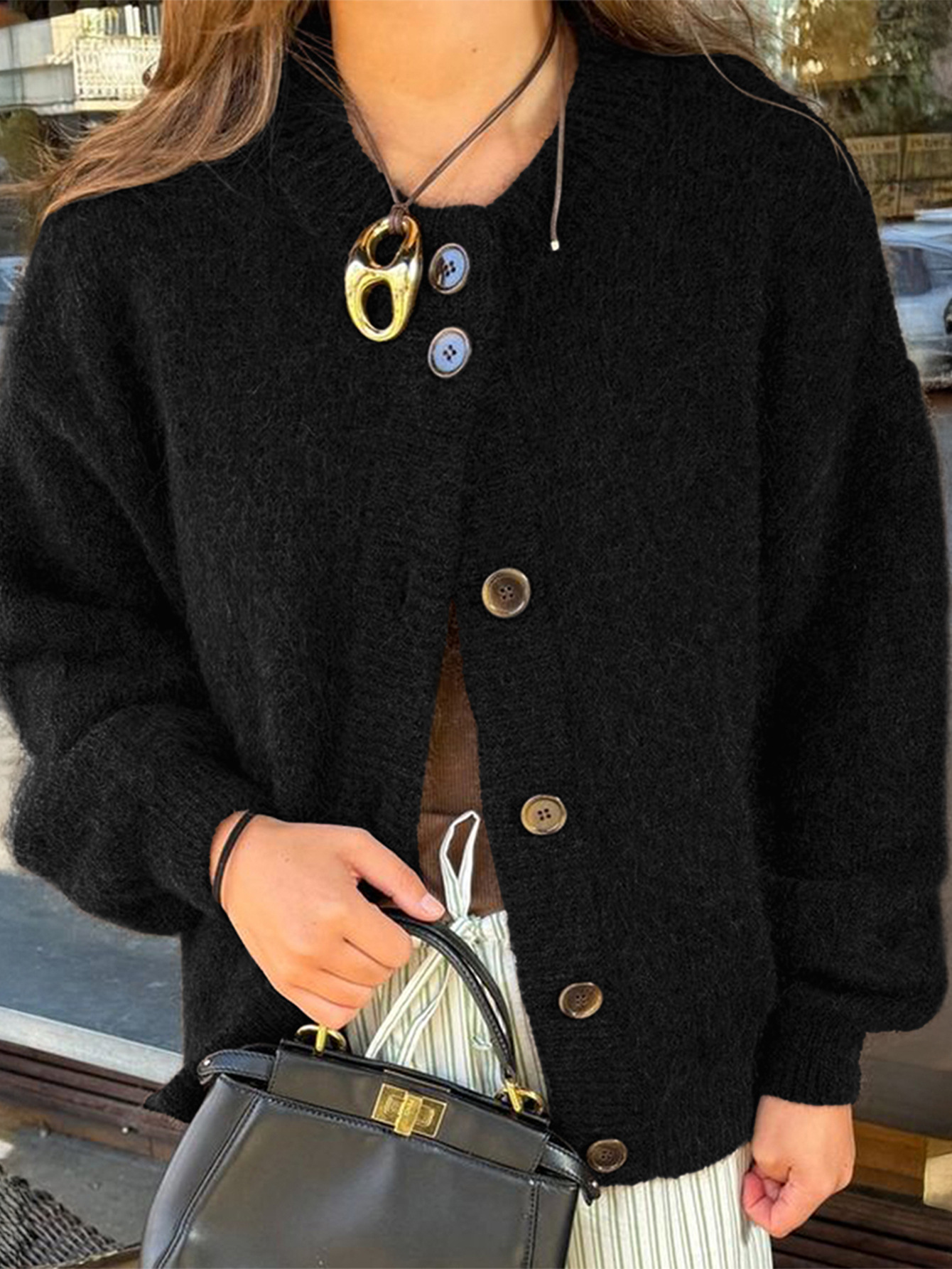 Kaikuo transfronterizo Europa y Estados Unidos botones de estilo casual camisa de lana suéter de mujer 2025 otoño y invierno estación independiente de Amazon