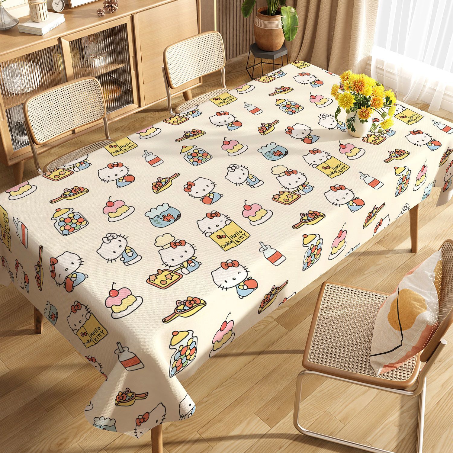 Cute Kitty Tablecloth Mat No-Wash Oil-Proof and Waterproof Desk Student Desk Coffee Table Dining Table Long Square Birthday