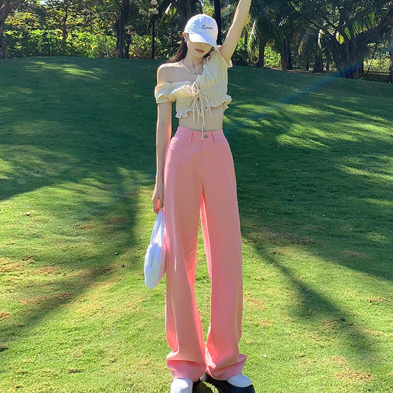 Multicolor Colorful American Style Wide Leg Jeans Women's Autumn 2025 New High Waist Slimming Straight Tube Long Pants