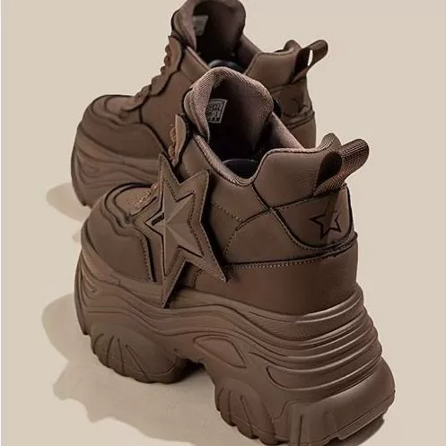 Женские кроссовки 2025 с эффектом увеличения роста, толстая подошва, дизайн в виде звезды, повседневные, оптовая торговля, женская обувь