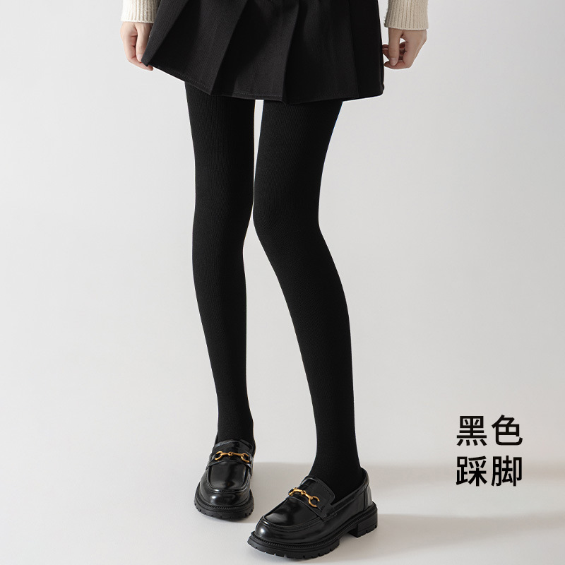 特大码棉竖条连裤袜纹打底袜灰色秋冬加大保暖收腹提臀一体裤代发|undefined