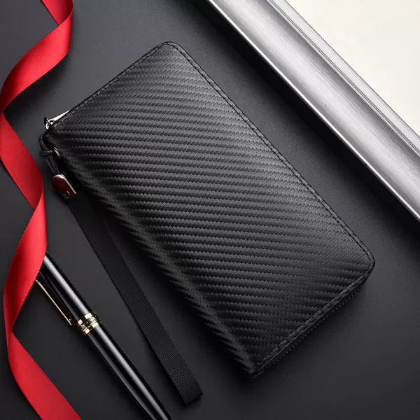 Cross-border New Men's Wallet rfid Anti-theft Brush Multi-card Casual Carbon Fiber Large Capacity Clutch Coin Purse