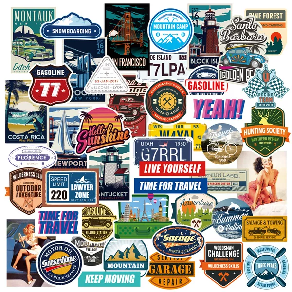 Europe and the United States city retro tide brand stickers skateboard stickers waterproof luggage stickers luggage case stickers 46