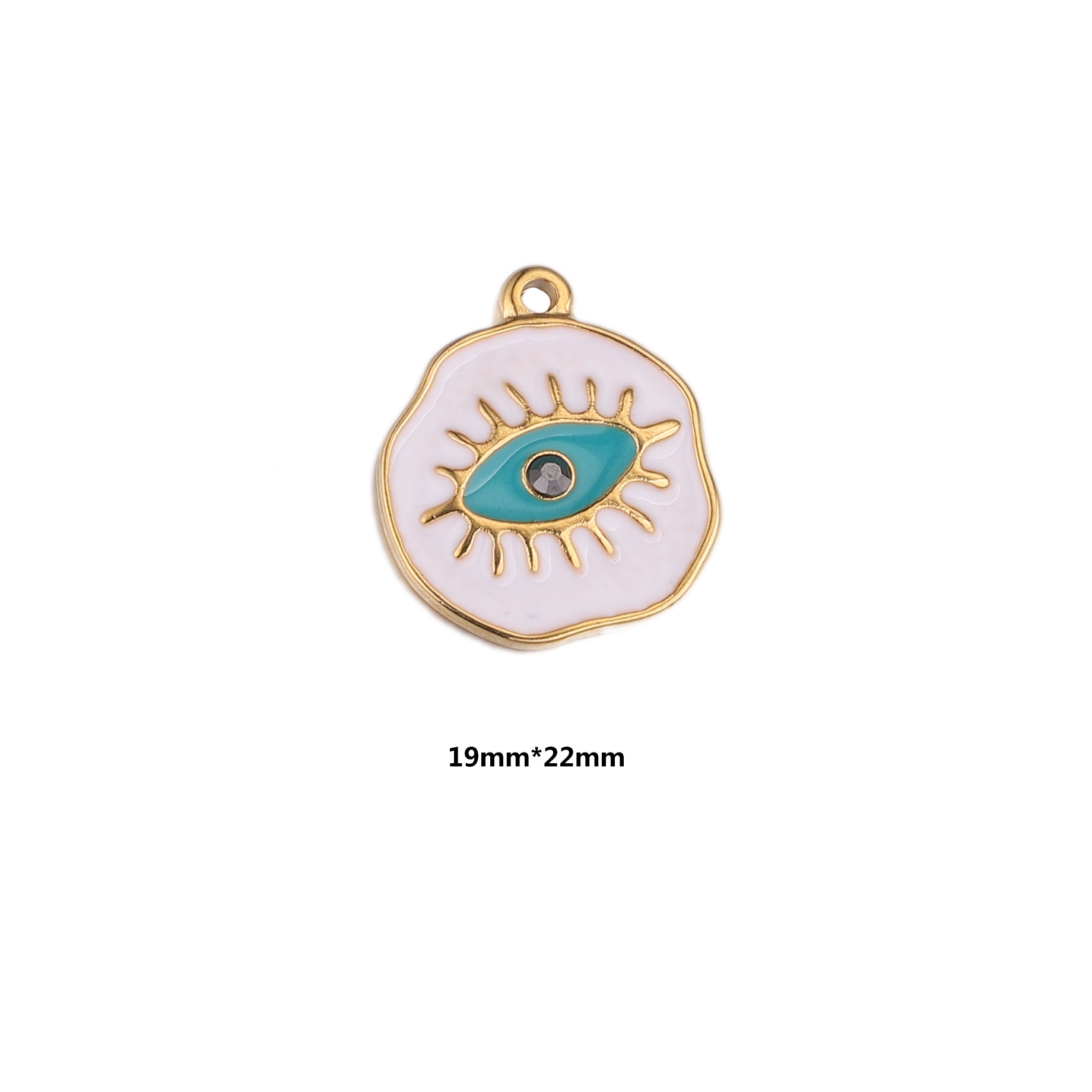 Devil's Eye Pattern Simple Style Style 5 PCS/Package Stainless Steel Zircon PVD Coated Real Gold Plated Devil's Eye Pendant DIY Jewelry Accessories
