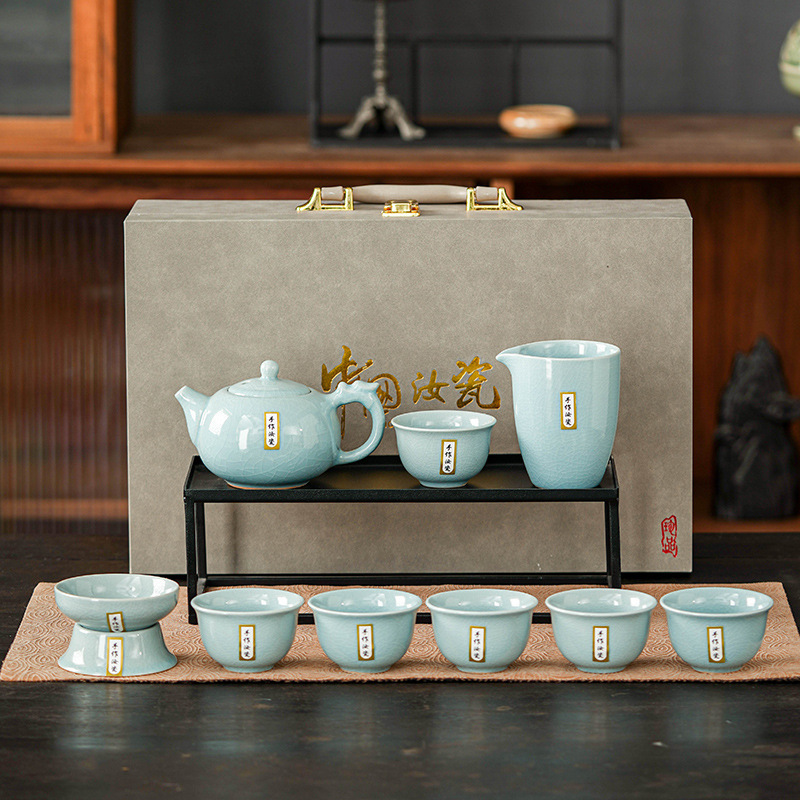 Ru kiln kung fu tea set Business Gifts Wholesale gift box office reception teapot to send customers