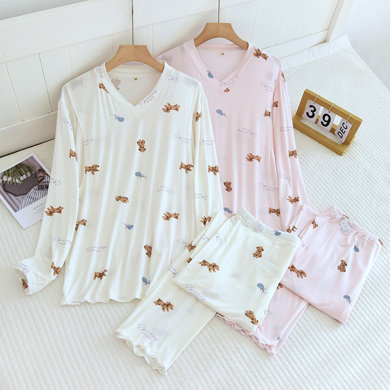 Summer Thin Moon Clothing Modal Postpartum Sweat Absorbing Maternal Breastfeeding Clothing Milk Clothing Ice Silk Maternal Home Clothing