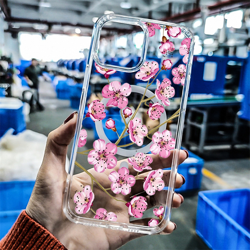 80g Weight iPhone Applicable Brands Phone Cases Classification PC, tpu Material Flower Pattern Sweet Style PC Tpu Flower Sweet Phone Cases Phone Accessories 无