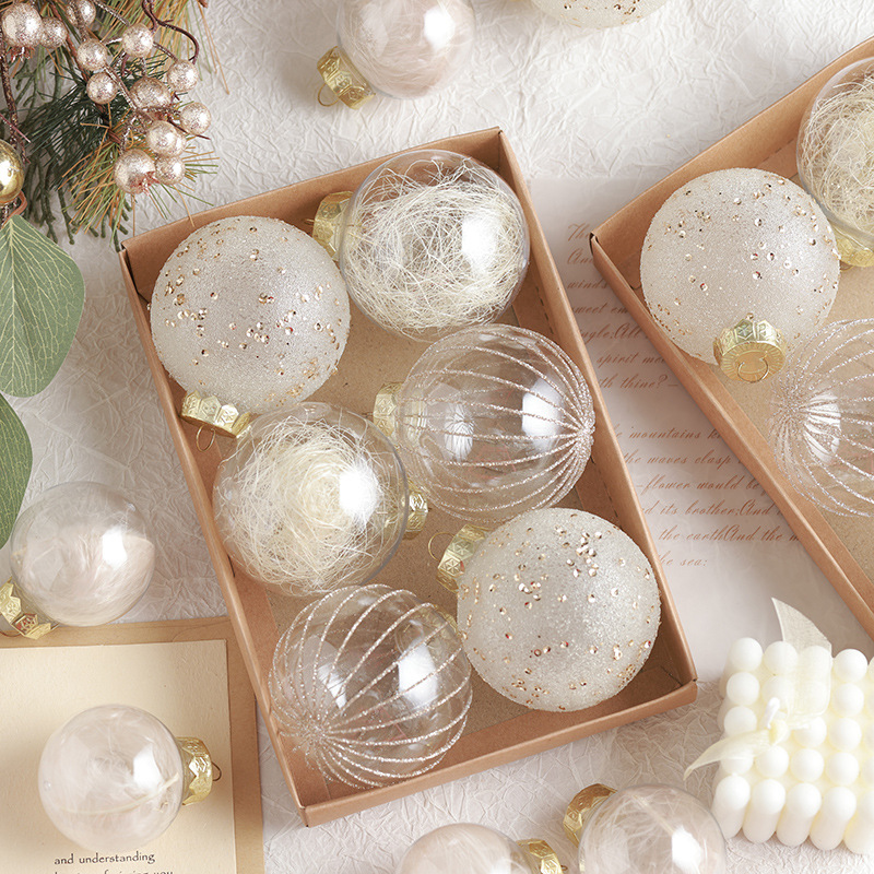 Champagne de alta gama traje blanco caja de regalo bola de Navidad decoración de árbol de Navidad colgante colgante bola pintada bola transparente