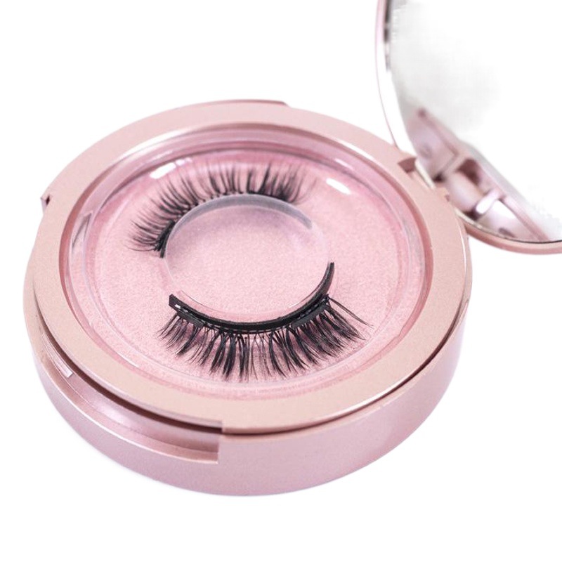 Caja de empaquetado de pestañas falsas caja redonda de pestañas de oro rosa dos pares Paquete de un par caja de pestañas fábrica al por mayor