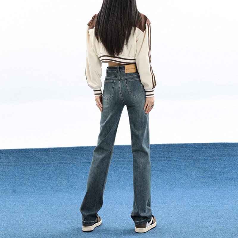 High-Waisted Slim Straight-Leg Jeans for Women, 2026 Autumn New Style, Slimming Versatile Cigarette Pants, Floor-Length Pants for Tall Women