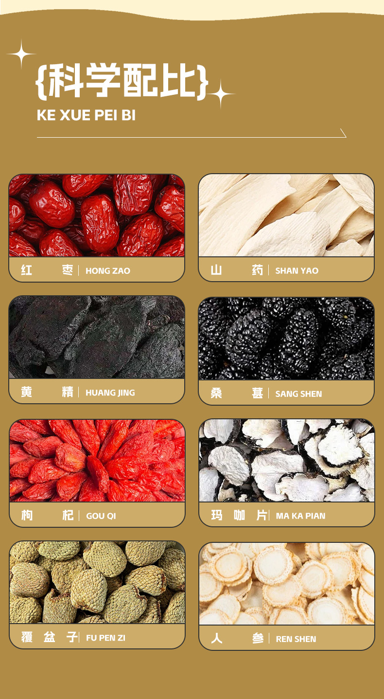 Ginseng Eight-Treasure Tea (Ren Shen Ba Bao Cha) — Jujube, Mulberry & Huang Jing Herbal Tea Bags quality and texture