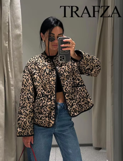 Women's Streetwear Leopard Single Breasted Cardigan Cotton Clothes display picture 4