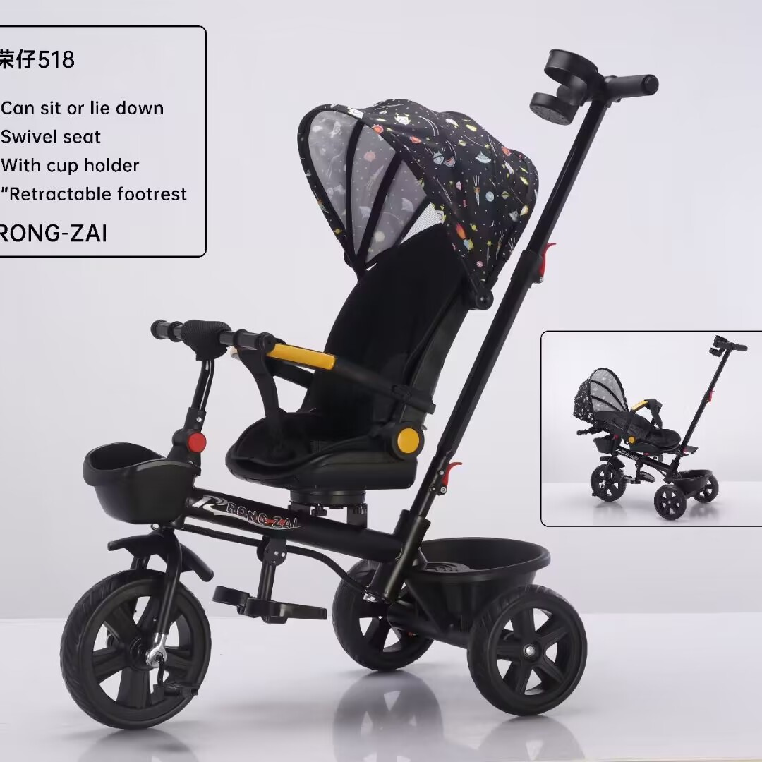 Triciclo 4 en 1 para Niños con Asiento Giratorio de Metal, 1-6 Años, Asiento Reclinable, para Bebés image 4