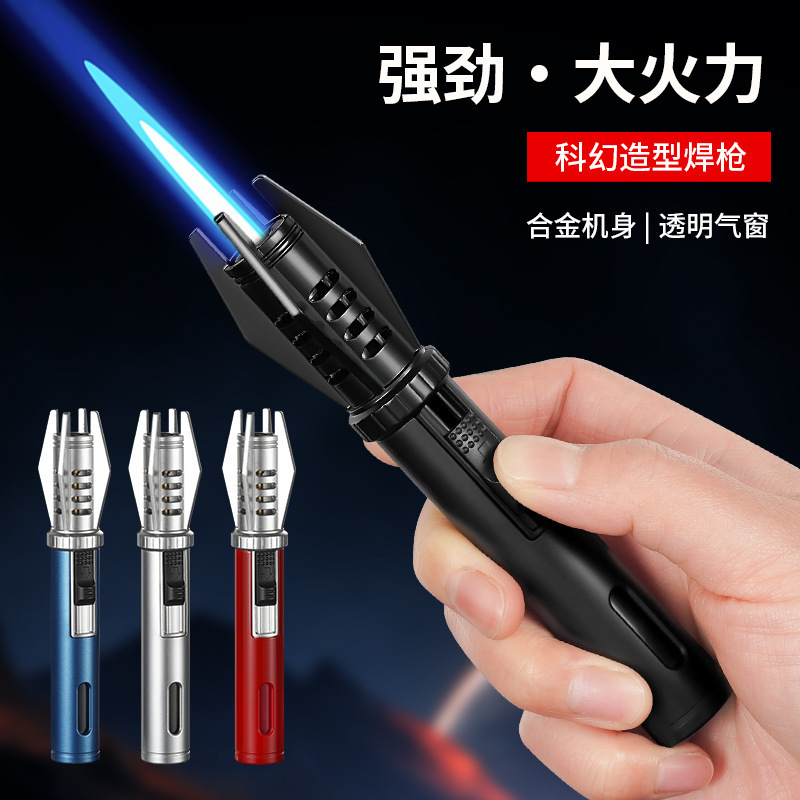 Chattering explosions welding gun inflatable lighter windproof direct fire hand-held spray gun lighter high temperature resistant welding gun