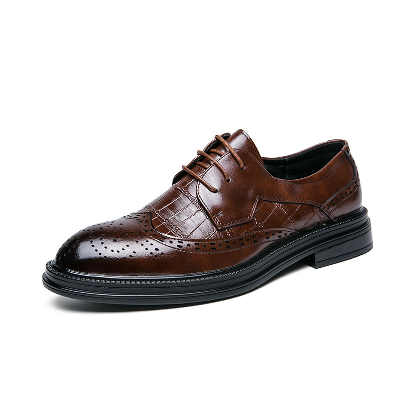 Zapatos de cuero de hombre de tamaño grande transfronterizo 2023 primavera y otoño británicos zapatos de cuero de negocios 37 - 46 talla zapatos de boda de hombre
