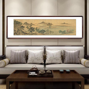 Chinese Landscape Painting of a Warm Spring Day at a Lake and Mountain, New Chinese Style Living Room Sofa Background Wall Decoration Painting, Office Antique Hanging Painting