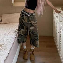 迷彩重磅复古工装短裤男夏季2025年新款ins潮流大码休闲五分裤男