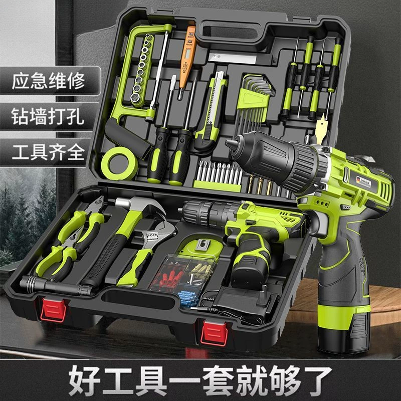 Electric drill charging, tools set, universal carpentry for repair, Germany