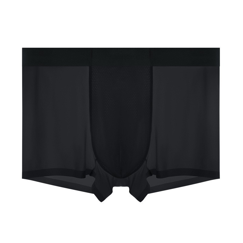 Pantalones de desnudez de seda de hielo para hombres, pantalones de verano delgados 7A, entrepierna antibacteriana ligera y transpirable, secado rápido, quad sin marcas.