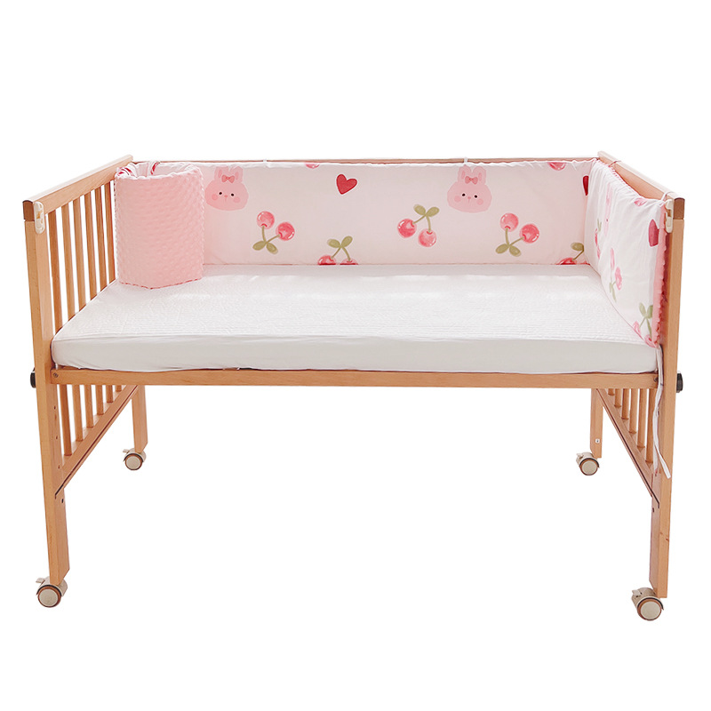 Circunferencia de la cama bolsa suave anticolisión de una pieza de tela Baby Block recinto de la cerca de la cama de los niños bebé costura cerca de la cama extraíble y lavable